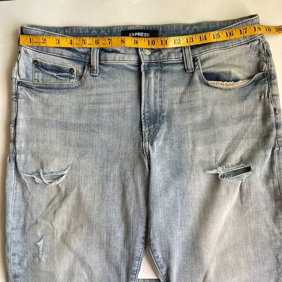 Express Hyper Stretch Slim Distressed Jeans Size 34X34 - Picture 5 of 9
